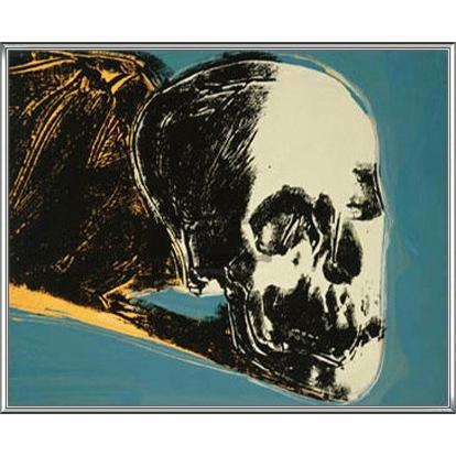 スカル 1976年 (yellow on teal)（アンディ ウォーホル） 額装品