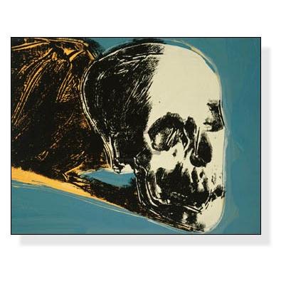 スカル 1976年 (yellow on teal)（アンディ ウォーホル） 額装品