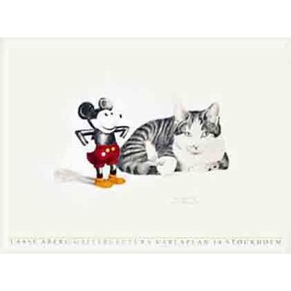 アート Mickey Mouse and Cat（ラッセ アバーグ） 【】 額装品 