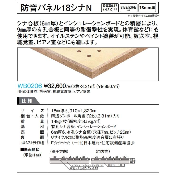 大建工業【防音パネル18シナN WB0206 1枚入】DAIKEN ダイケン