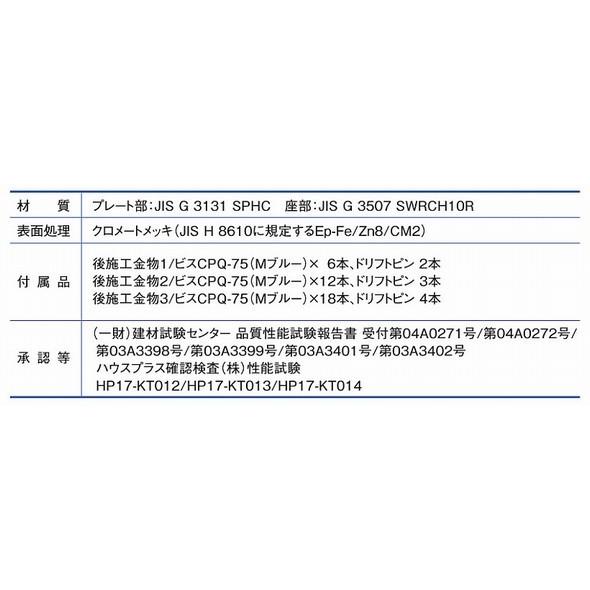 Hページ BXカネシン【後施工金物2(105用) 175010 1入】 : アズライフ - 通販