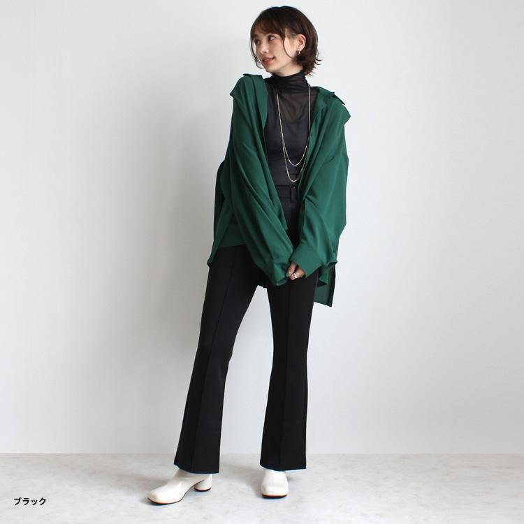 【訳あり特価】バックスリット フレアパンツ 訳あり アウトレット パンツ タック入り フレア ワイドパンツ フレアパンツ ブーツカット スリット |  | 07