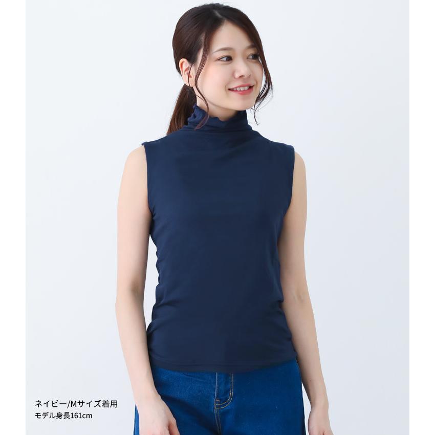 ★新品・未使用★ebure タンクトップ ネイビー カットソー ノースリーブ ハイネック ノースリーブ タートルネック タンクトップ 袖なし