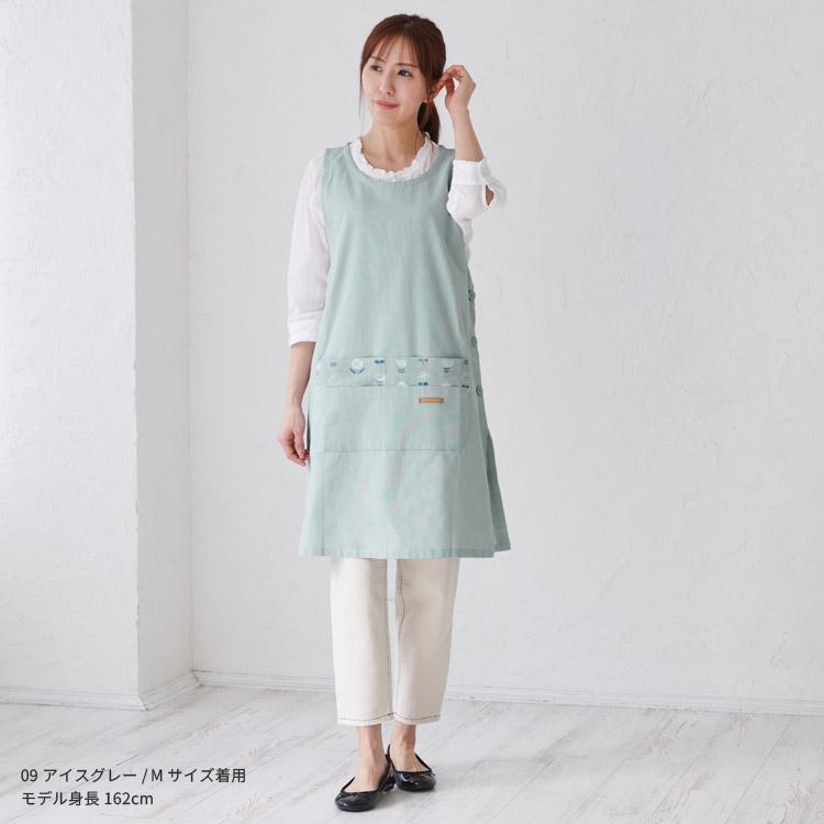 M〜3Lサイズ ワンポイント花柄エプロン ワンピース エプロン ゆったり