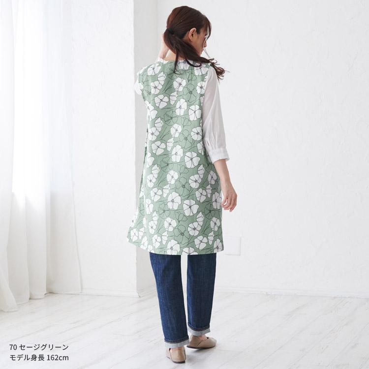 花柄エプロン ワンピース エプロン ゆったり 綿 コットン 花柄エプロン ワンピース エプロン ゆったり 綿 コットン