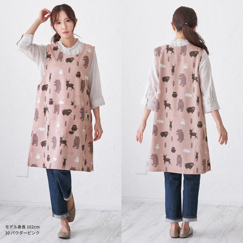 森の動物柄エプロン エプロン お尻が隠れる アニマル 動物 ワンピース