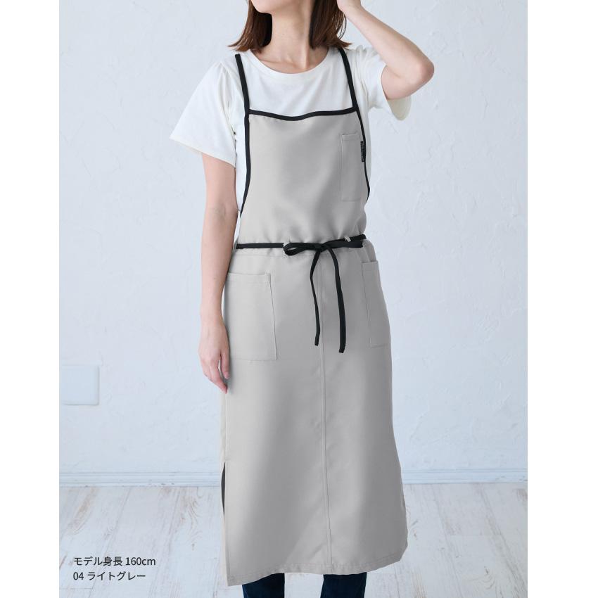 はっ水加工 ロング丈 ラップ エプロン 撥水 ワンピースエプロン