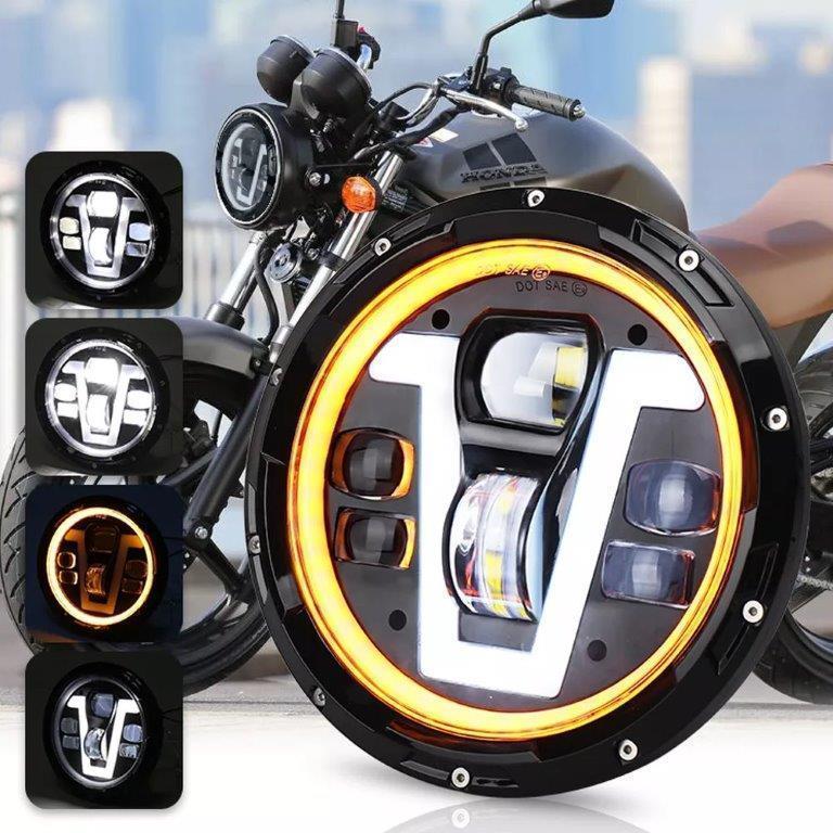 ヘッドライトホンダオートバイcb400 Cb750 Cb1300 Drl 信号ラウンドledヘッドランプアセ 人気デザイナー