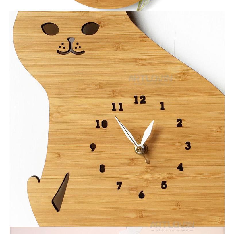 世界的に 【送料無料/税込】 ギフト インテリア 子供部屋 リビング 木材 木製 ダイカット 猫 ネコ 3D 掛時計 壁 クロック ウォールクロック 掛け時計、壁掛け時計