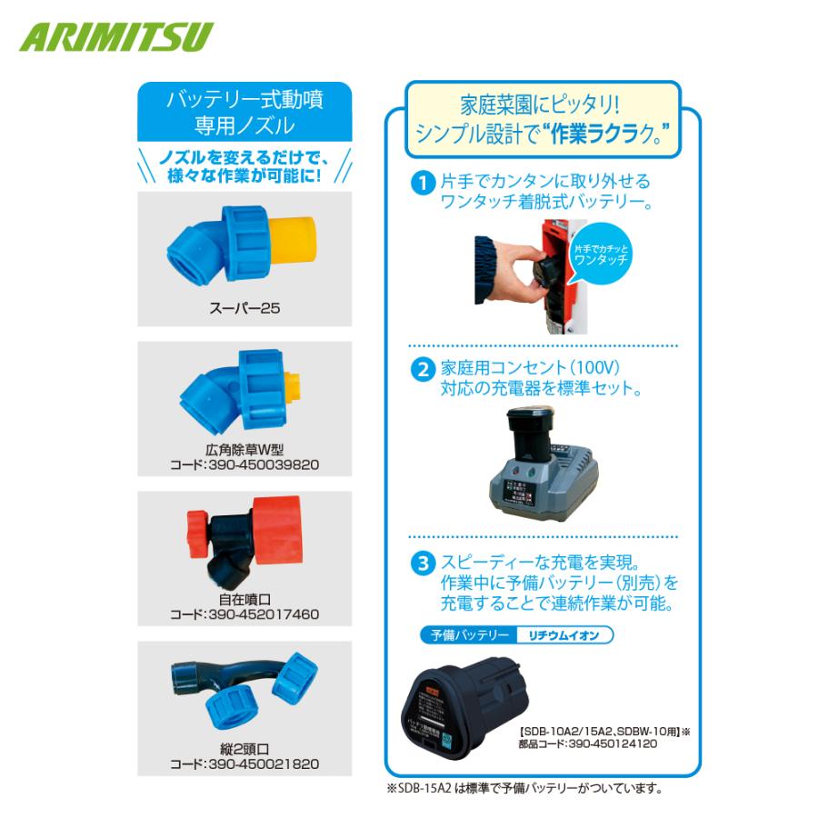 有光工業 アリミツ 背負動力噴霧機 10.8V/1.5ahリチウムイオン