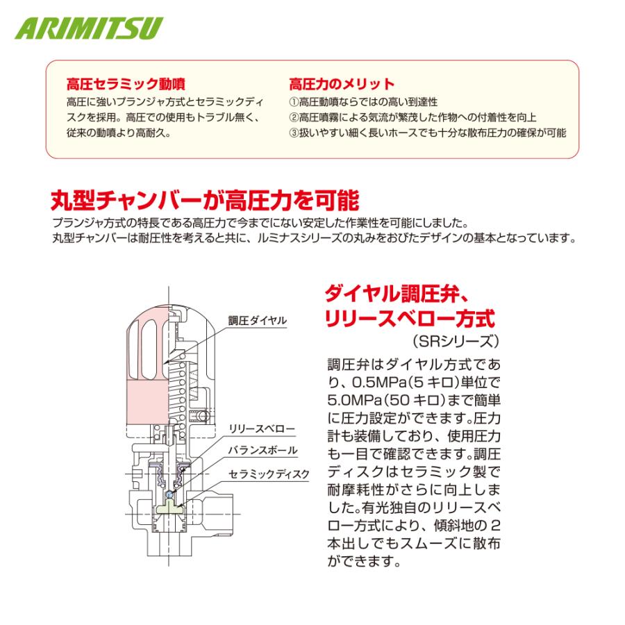 有光工業 アリミツ 動力噴霧機 SR-305 最高圧力4.9MPa セラミック