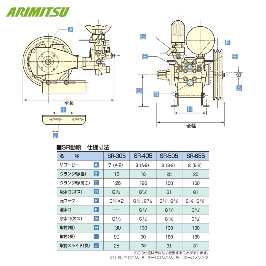 有光工業 アリミツ 動力噴霧機 SR-405 最高圧力4.9MPa セラミック