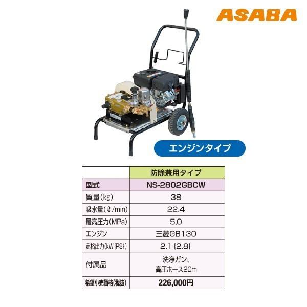 麻場 asaba 洗浄機 防除兼用タイプ NS-283GBCW 法人様限定の画像