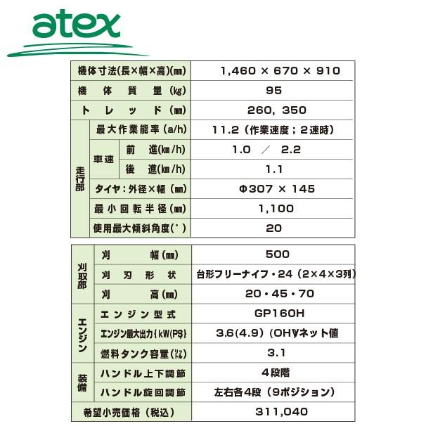 AZTEC ビジネスストア<2023年2月中旬頃から順次発送>アテックス atex 刈幅 歩行型草刈機 刈馬王 RX-653EBセル付