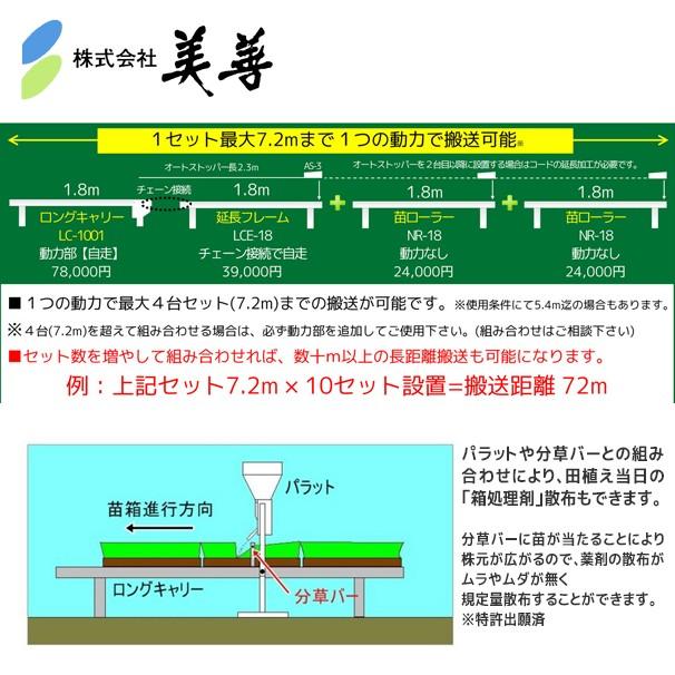 美善 苗箱搬送 ロングキャリー延長フレーム LCE-183 有効長1.8m 苗箱や