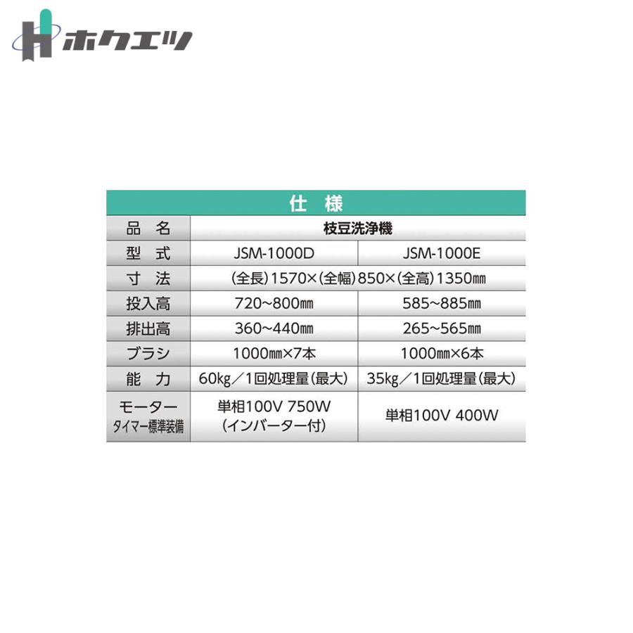 ホクエツ｜枝豆洗浄機 JSM-1000D インバーター付き 能力60kg/2分 フォークリフト必須｜法人様限定｜aztec-biz｜03