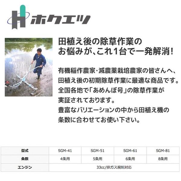 ホクエツ 水田用株間除草機 あめんぼ号 SGM-42M 4条用 法人様限定