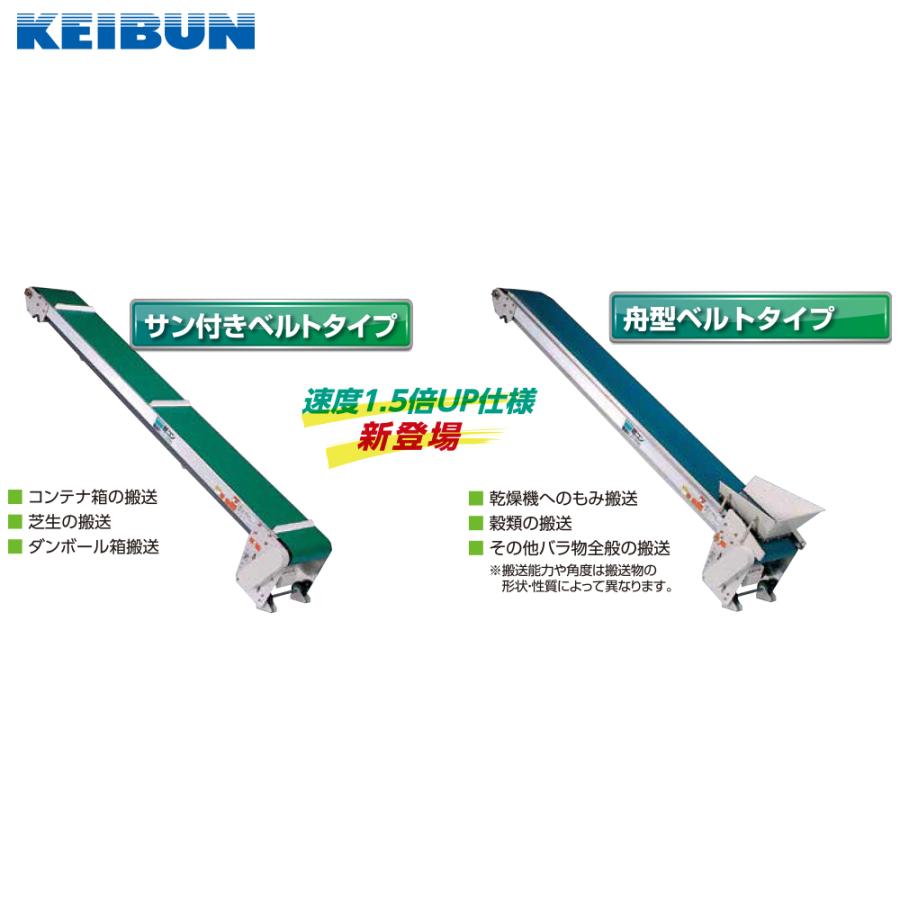 啓文社製作所｜KEIBUN　軽コン　サン付きベルトタイプ　LC-435F-S　機長4ｍ×幅35cm　400W　速度1.5倍UP仕様　単相100V　540081｜法人様限定