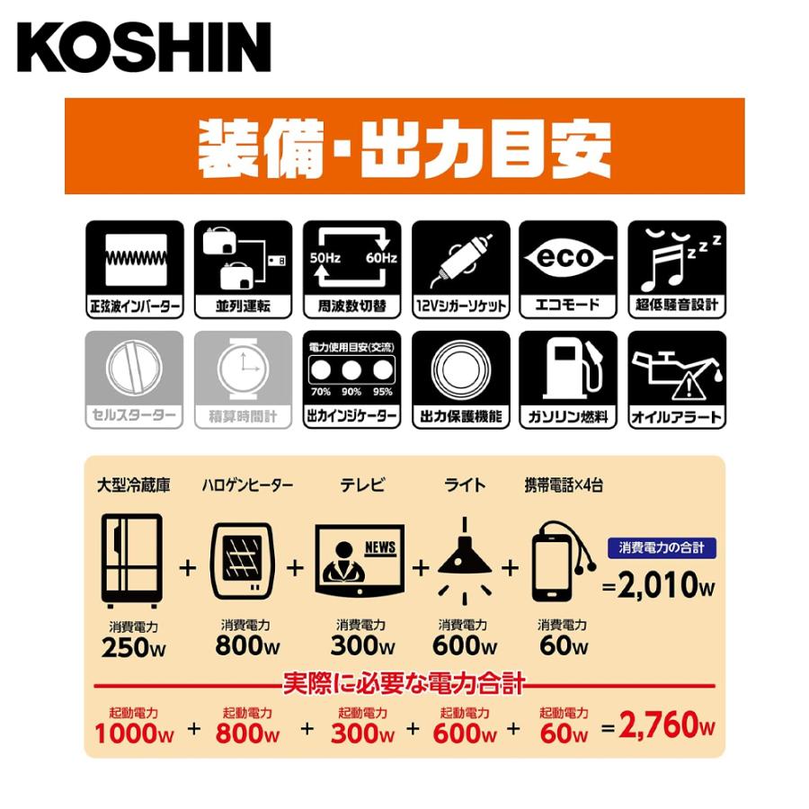 工進（KOSHIN） インバーター発電機 GV-29i (GV-29i-AAA-1) クラス最高