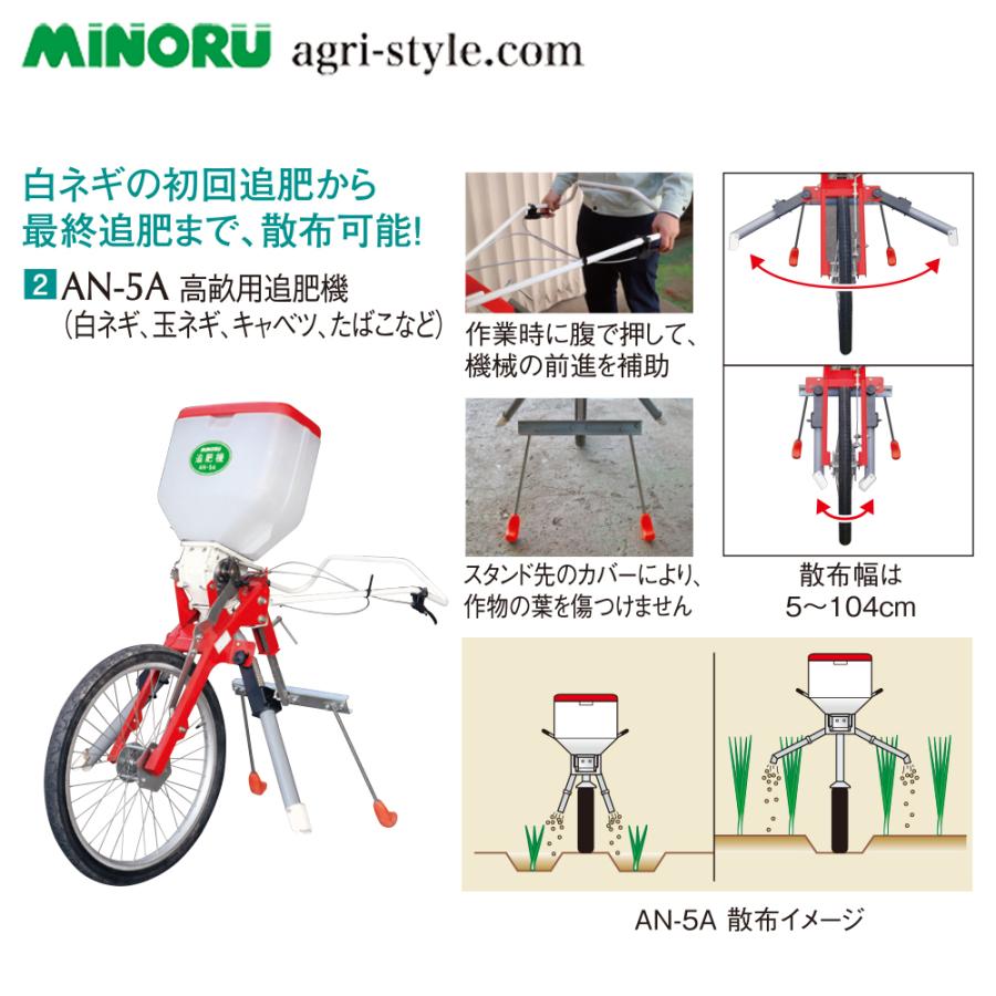 みのる産業 高畝用追肥機 AN-5A 畝高さ35cmまで対応 6〜79kg/10a散布 法人様限定の画像