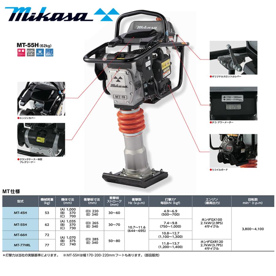 IKA 三笠産業 mikasa タンピングランマー MT-55H 転圧機 ランマー 締め 
