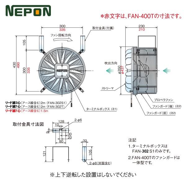 ネポン 園芸用換気扇 ファン　FAN-400T 200V3相　nepon 暖房機 ネポン 園芸用換気扇 ネポンファン FAN-400T 200V/三相 法人様限定