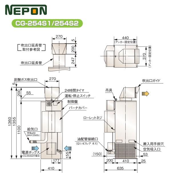 G-2 ネポン 炭酸ガス発生機 グロウエア CG-254S1 (灯油焚/AC100V単相 