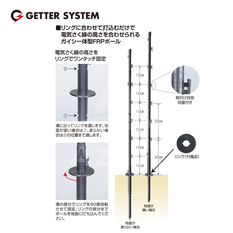 末松電子製作所｜＜50本セット品＞電気柵　支柱　ポール　末松電子　ゲッターEGFリングポール　No.282｜法人様限定