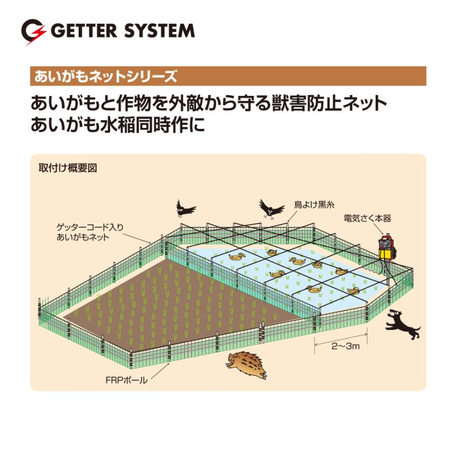 末松電子製作所｜電気柵　資材　獣害防止ネット　あいがもネットW型　（1.5m　50m）（電線3本入）　No.741｜法人様限定　X