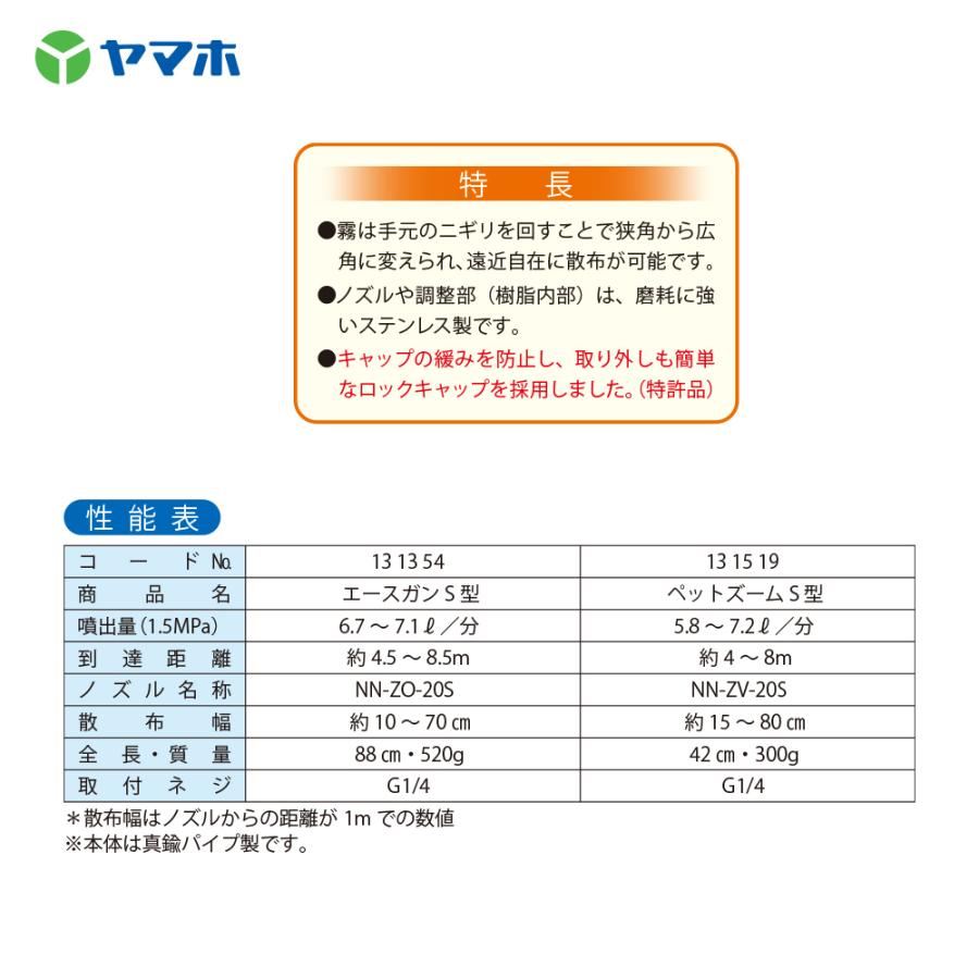 ヤマホ｜＜2本セット品＞エースガンS型　噴出量(1.5MPa)6.7　7.1L　分　散布幅10〜70cm　131354｜法人様限定