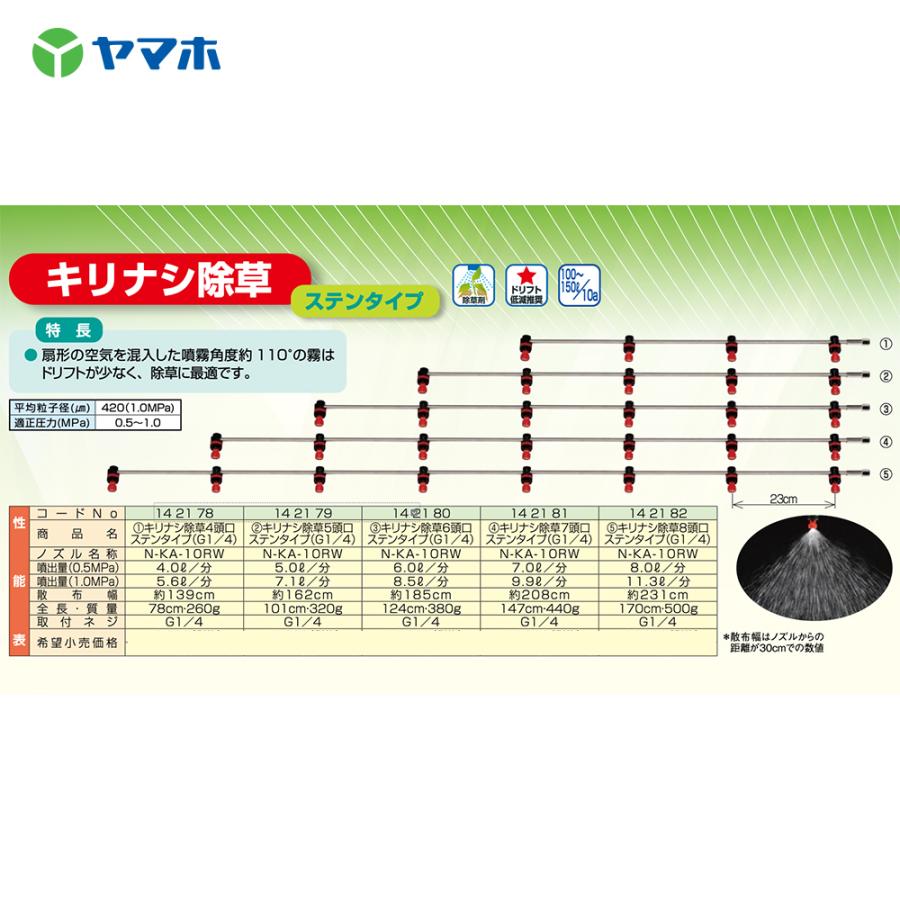 ヤマホ キリナシ除草8頭口 ステンタイプ(G1/4) 散布幅 約231cm YAMAHO 
