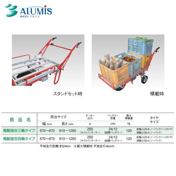 アルミス 電動式手押し車 電動猫吉  バッテリー駆動／4輪切り替え式 | アルミス | 02