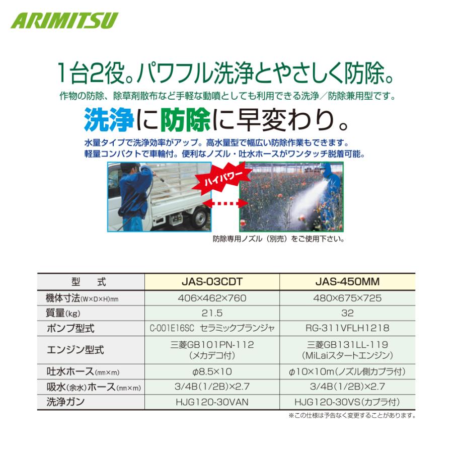有光工業 アリミツ 高圧洗浄機 エンジンタイプ 防除兼用型 JAS