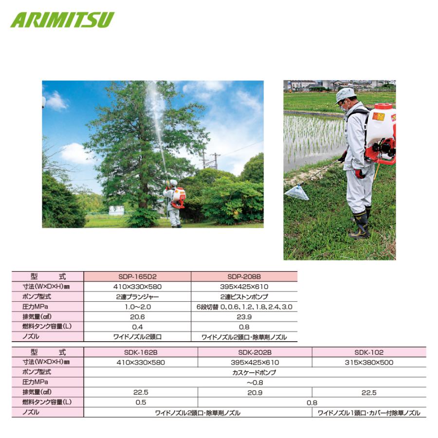 有光工業 アリミツ 背負動力噴霧機 エンジンタイプ カスケードポンプ