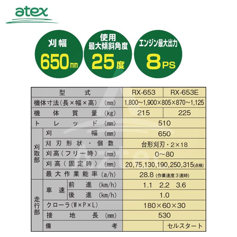 アテックス 草刈り機 atex 歩行型草刈機 刈馬王 RX-653C 刈幅：650mm