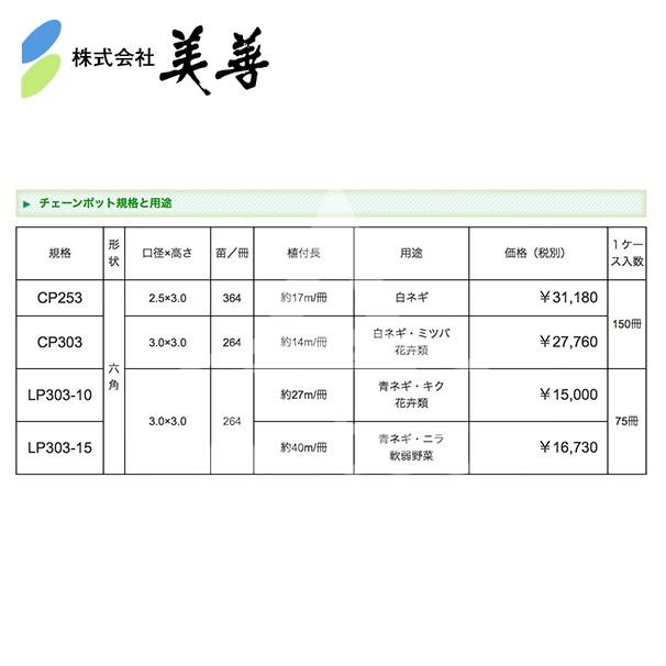 美善 チェーンポット播種5点セット CP250 H/1粒 L ニッテン 日本甜菜