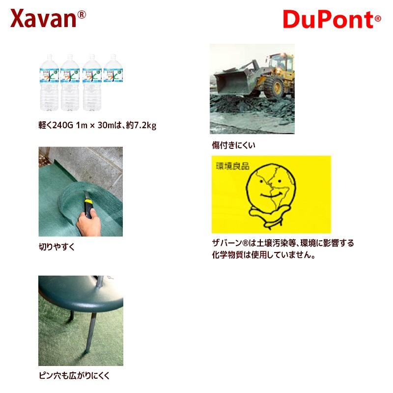 DuPont Xavan 防草シート 2m x 30m 350G　2本セット DuPont <2本セット品>防草シート ザバーン350G 2mx30m グリーン