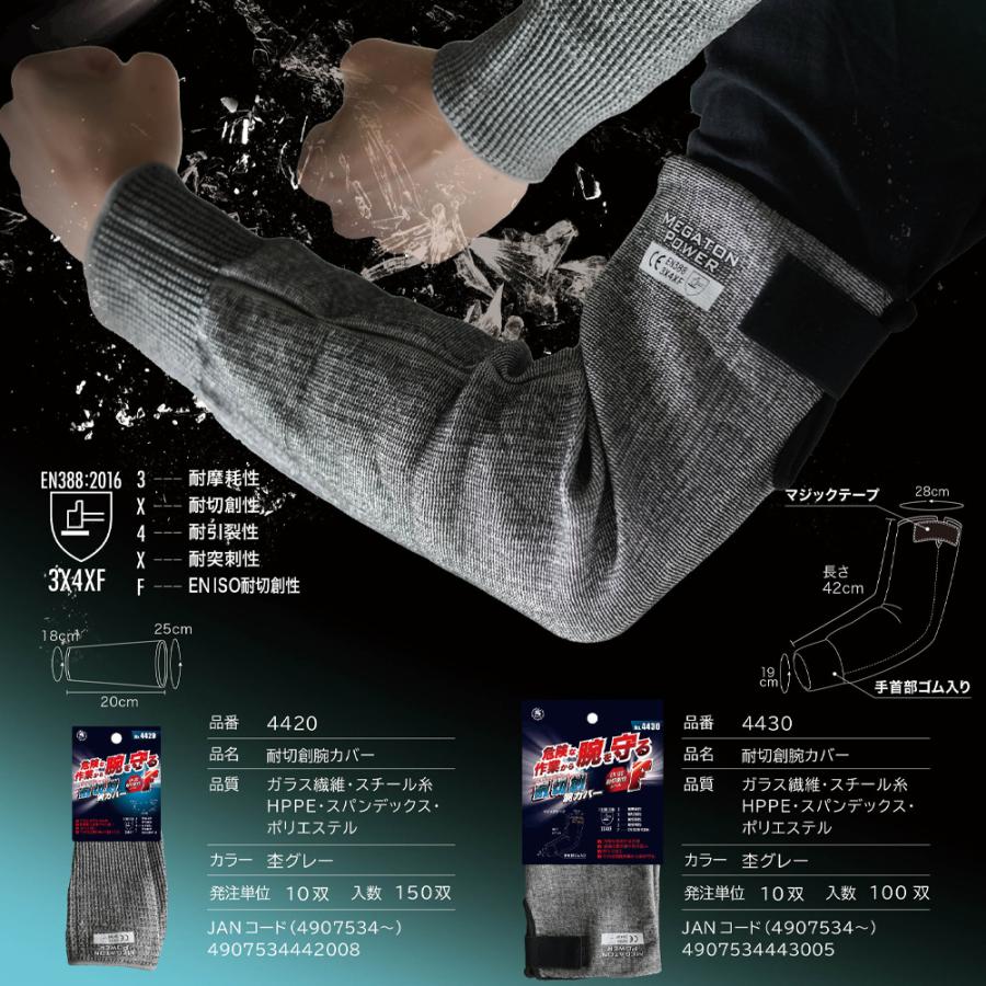 富士手袋工業 耐切創腕カバー 4430 ロング Fレベル 腕カバー マジック