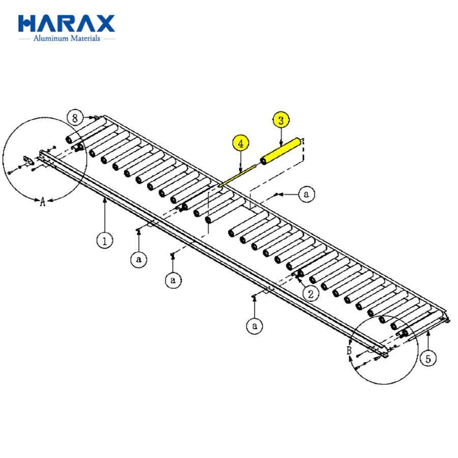 ハラックス｜HARAX ＜純正部品＞アルベア用 アルミローラー1本 + ローラーシャフトセット 400mm ARC-40XXXX用｜aztec｜02