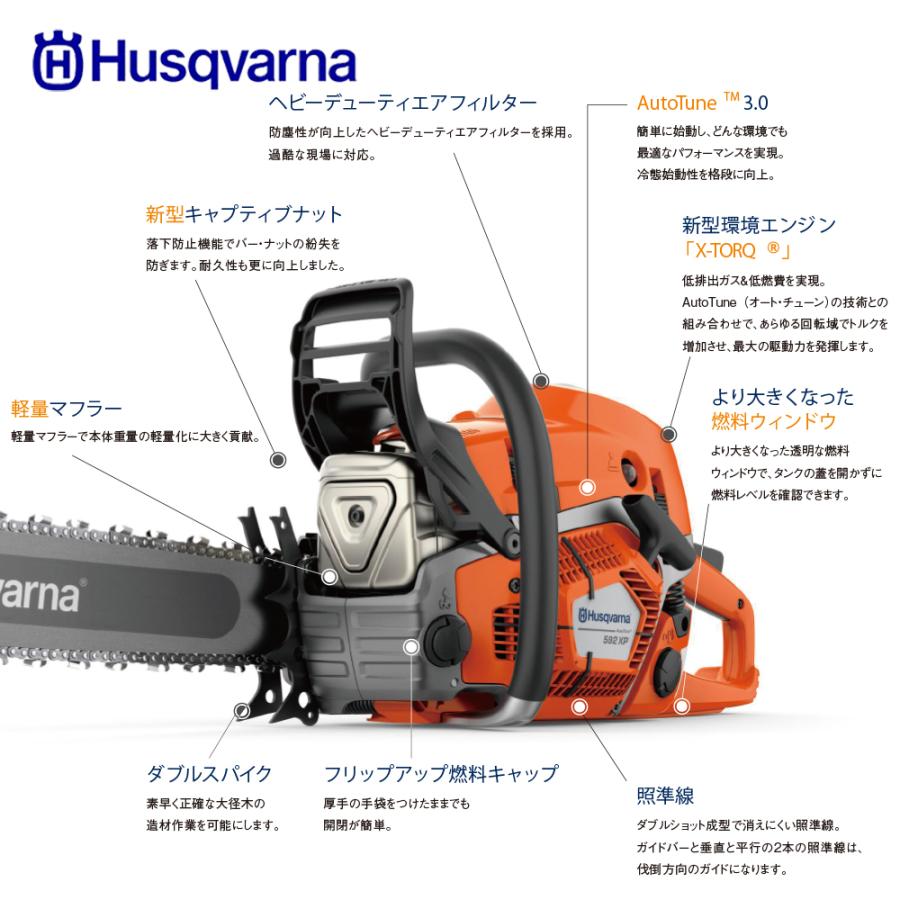 Husqvarna｜ハスクバーナ エンジン式チェンソー 592XPG 90cm(36")XTL ヒーティングハンドル コード970493436｜aztec｜05