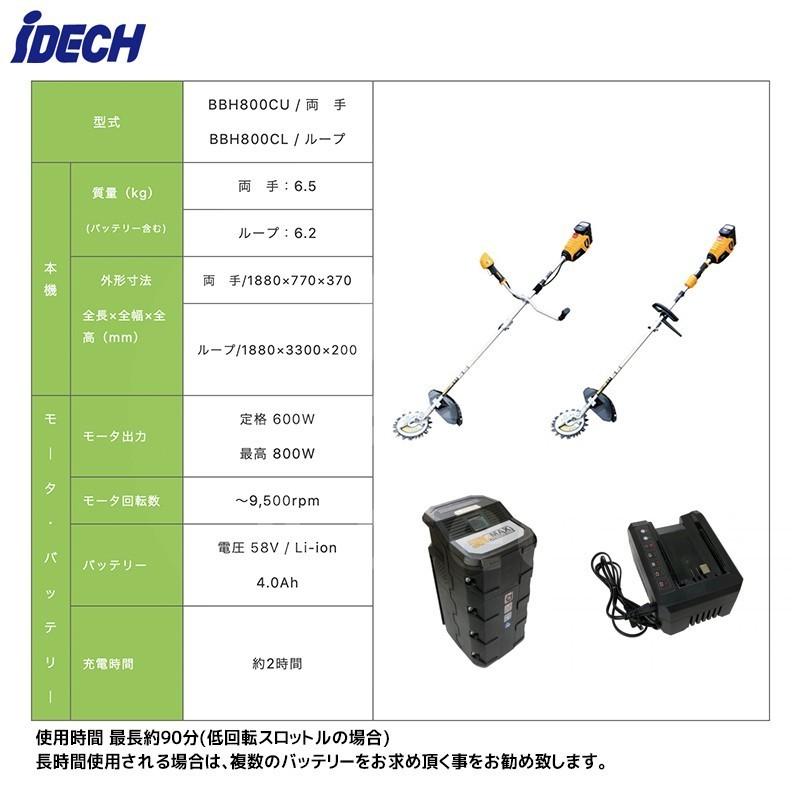 アイデック スーパーカルマー草刈機BBH800CL-201 バッテリー付き IDEC（アイデック） BBH800CL-201 充電式草刈機 刈払機 （スーパー
