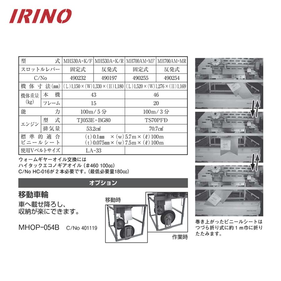 三菱（MITSUBISHI） イリノ 岡山農栄社 エンジン式 ハウスシート巻上機