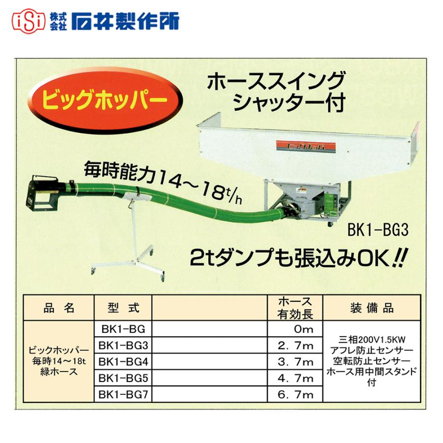 石井製作所 穀物搬送機 バネ搬送 ビッグホッパー 2tダンプ直接張り込み 