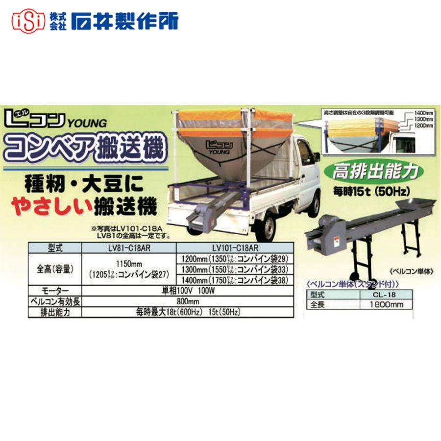石井製作所 穀物コンベア搬送機 軽トラック用籾コンテナ 1200〜1750L