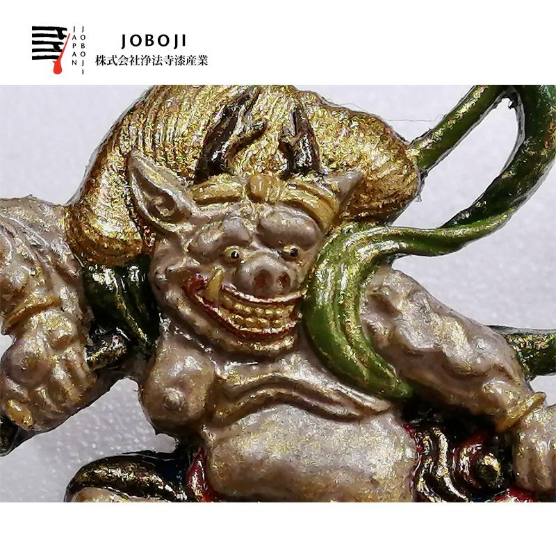 松沢漆工房 JOBOJI 漆塗り 風神雷神ピンバッジ 風神雷神セット 手作り