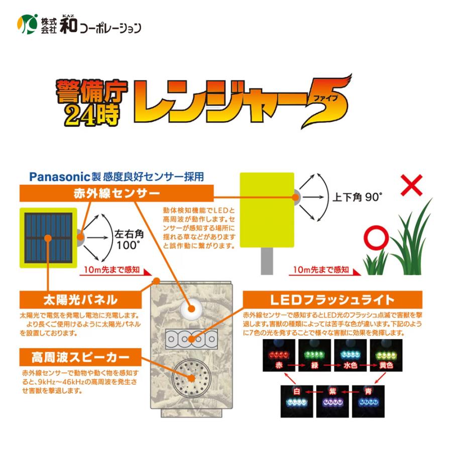 和コーポレーション KAZ 害獣対策セット 警備庁24時 レンジャー5 (屋外用)(4台セット品) SP-55-4_2