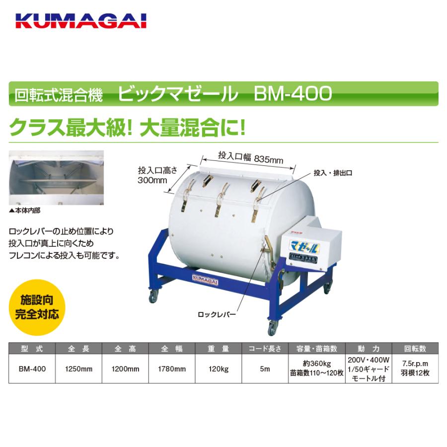 熊谷農機|KUMAGAI 回転式混合機 ビッグマザール 処理量360kg 熊谷農機|KUMAGAI 回転式混合機 ビッグマザール 処理量360kg