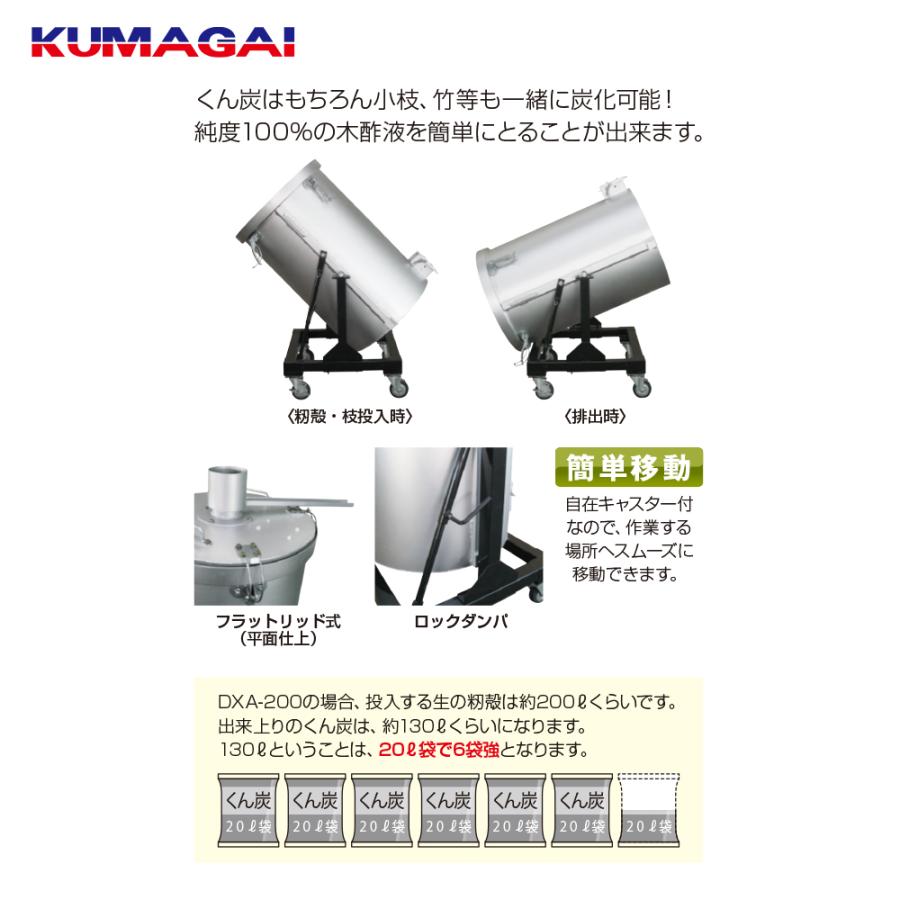 熊谷農機｜KUMAGAI くん炭 木酢液 ミニくん炭機 DXA-200 1台2役!くん炭 