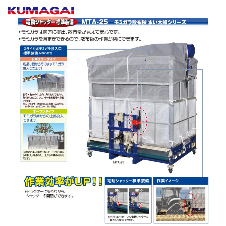 熊谷農機 モミガラ散布機 まい太郎 オープン 40俵 電動
