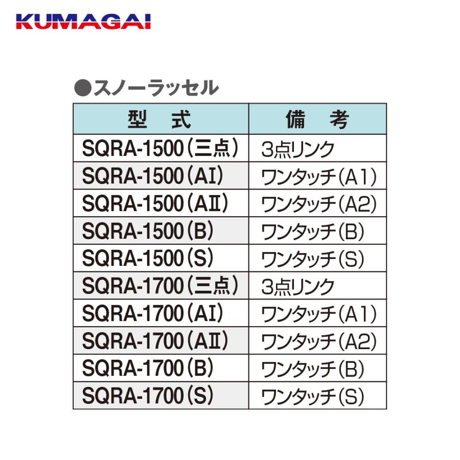 熊谷農機|KUMAGAI トラクター スノーラッセル SQRAシリーズ 熊谷農機|KUMAGAI トラクター スノーラッセル SQRAシリーズ